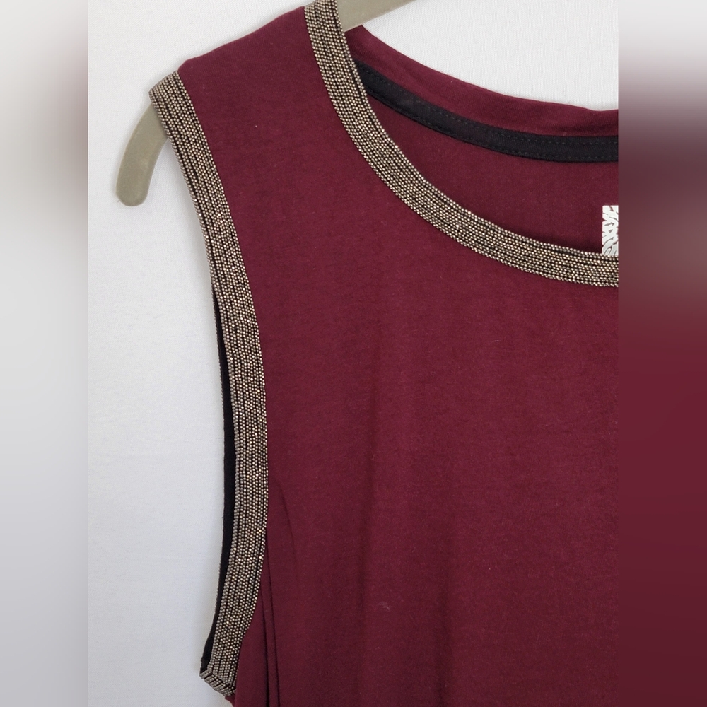 Anne Klein Sleeveless Tank Top with Metallic Trim Size L - Picture 3 of 7